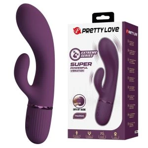 Pretty Love Margie rechargeable rabbit vibrator with clitoral stimulator, purple