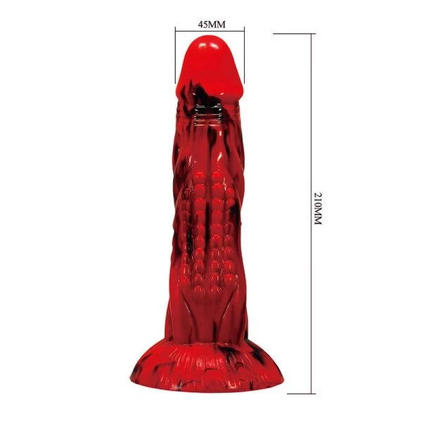 Power Monsters Minotaur Fantasy Silicone Dildo met Zuignap 21 cm rood-zwart