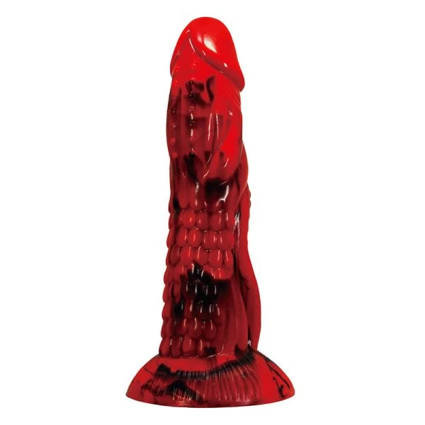 Power Monsters Minotaur Fantasy Silicone Dildo met Zuignap 21 cm rood-zwart