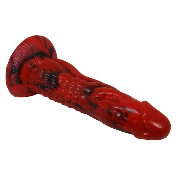 Power Monsters Minotaur Fantasy Silicone Dildo met Zuignap 21 cm rood-zwart