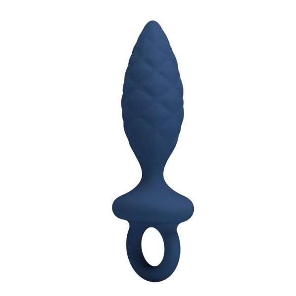 Mr Play Gestructureerde Anaalplug met Ring van Siliconen Blauw M