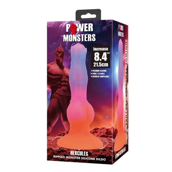 Power Monsters Siliconen Dildo Hercules met Zuignap 21,5 cm Ø 5 cm in Oranje Roze Blauw Power Monsters Siliconen Dildo Hercules met Zuignap 21,5 cm Ø 5 cm in Oranje Roze Blauw