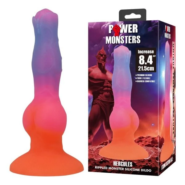 Power Monsters Siliconen Dildo Hercules met Zuignap 21,5 cm Ø 5 cm in Oranje Roze Blauw Power Monsters Siliconen Dildo Hercules met Zuignap 21,5 cm Ø 5 cm in Oranje Roze Blauw