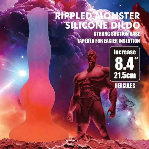 Power Monsters Siliconen Dildo Hercules met Zuignap 21,5 cm Ø 5 cm in Oranje Roze Blauw Power Monsters Siliconen Dildo Hercules met Zuignap 21,5 cm Ø 5 cm in Oranje Roze Blauw