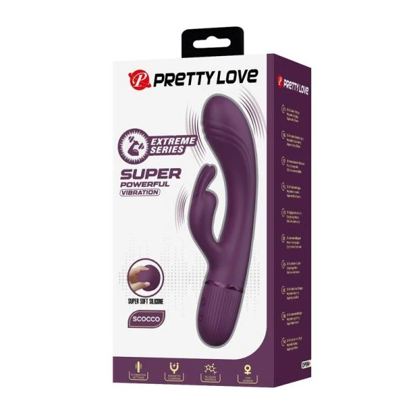 Pretty Love Rabbit-Vibrator Rocco met 10 functies en G-puntstimulatie, Paars