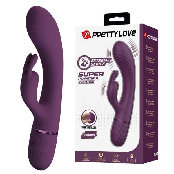 Pretty Love Rabbit-Vibrator Rocco met 10 functies en G-puntstimulatie, Paars