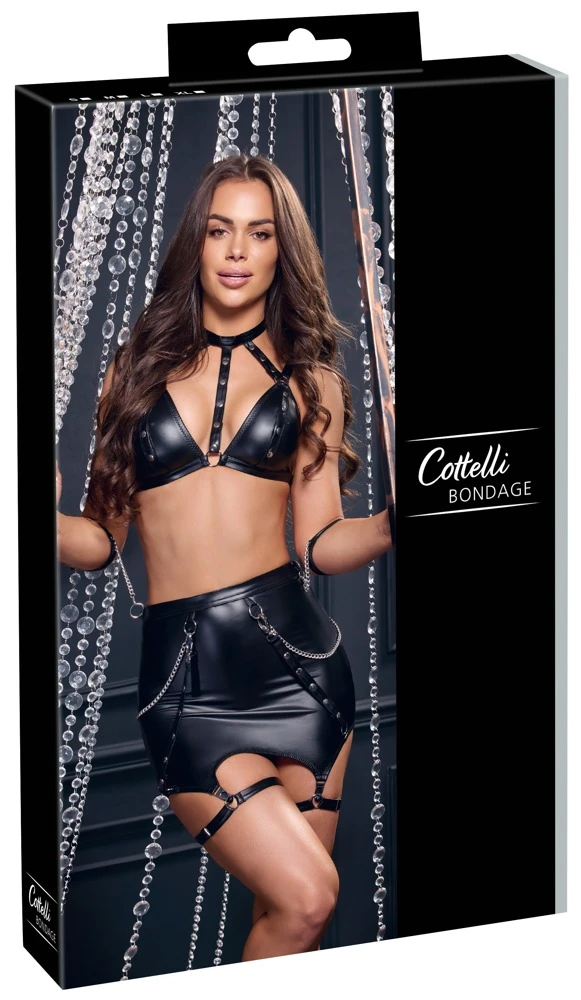 Cottelli BONDAGE Straps-Set met BH, rok en handboeien