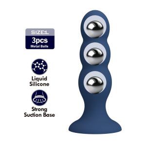Mr Play Anaalplug met zuignap en metalen balletjes, Blauw Mr Play Anaalplug met zuignap en metalen balletjes, Blauw - Afbeelding 2