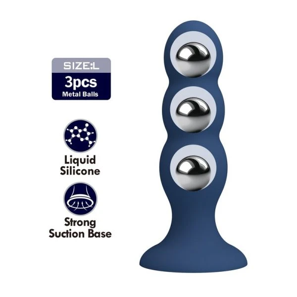 Mr Play Anaalplug met zuignap en metalen balletjes, Blauw Mr Play Anaalplug met zuignap en metalen balletjes, Blauw