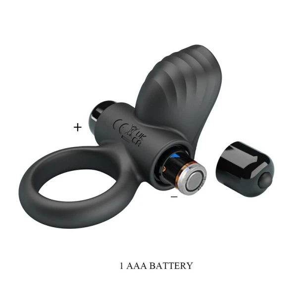 Pretty Love Adrien vibrerende penisring met 10 functies, siliconen, zwart
