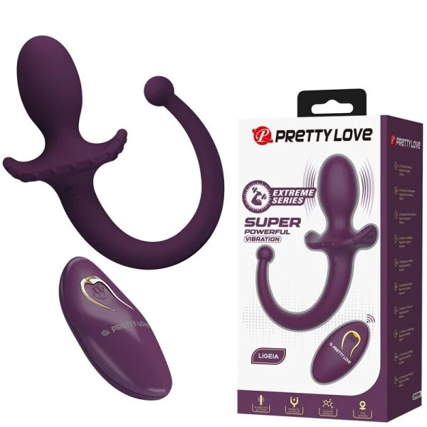 Pretty Love Anaalplug Lioea met flexibele staart, paars, 12 functies