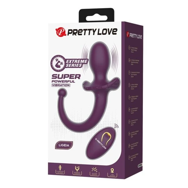 Pretty Love Anaalplug Lioea met flexibele staart, paars, 12 functies