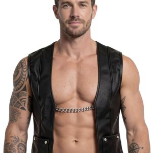 Svenjoyment Herenvest imitatieleer met karabijnketting Svenjoyment Herenvest imitatieleer met karabijnketting - Afbeelding 2