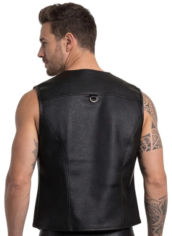 Svenjoyment Herenvest imitatieleer met karabijnketting