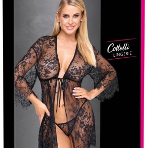 Cottelli LINGERIE Kimono Kant in het zwart Cottelli LINGERIE Kimono Kant in het zwart - Afbeelding 1