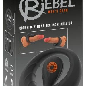 Rebel Cock Ring with Vibro-Stimulator, Silicone, black