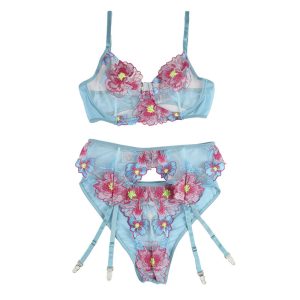 Subblime Dessous-set met BH, slipje en jarretelgordel in blauw Subblime Dessous-set met BH, slipje en jarretelgordel in blauw - Afbeelding 5