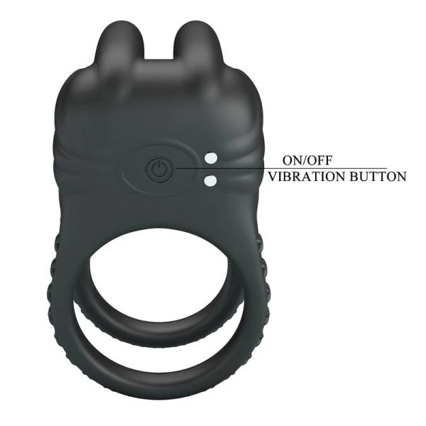 Pretty Love Sini Vibrations-Penisring met 10 functies, zwart