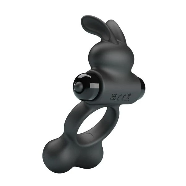 Pretty Love vibrerende penisring met konijnenstimulator, 10 functies, zwart
