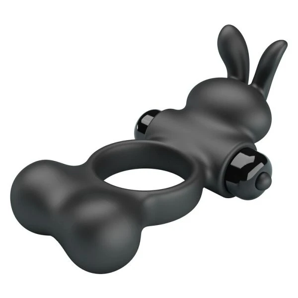 Pretty Love vibrerende penisring met konijnenstimulator, 10 functies, zwart