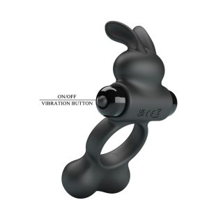 Pretty Love vibrerende penisring met konijnenstimulator, 10 functies, zwart Pretty Love vibrerende penisring met konijnenstimulator, 10 functies, zwart - Afbeelding 9