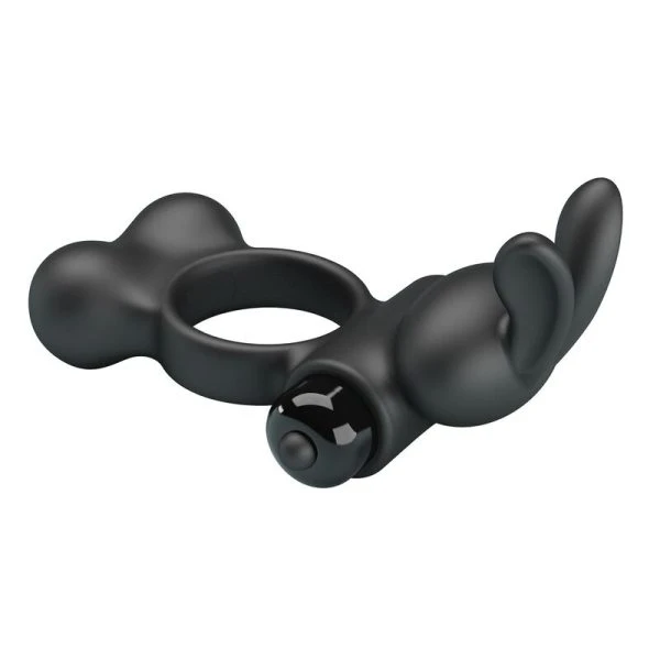 Pretty Love vibrerende penisring met konijnenstimulator, 10 functies, zwart