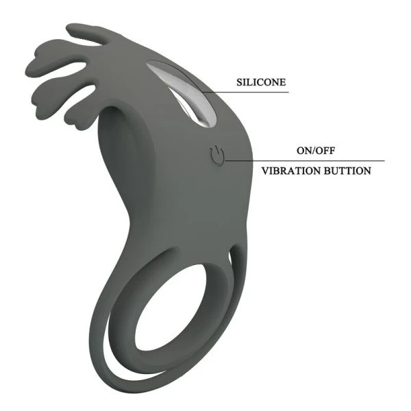 Pretty Love Master Ring Silicone-penisring met stimulator zwart