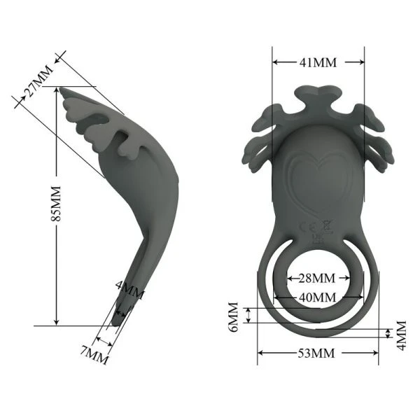 Pretty Love Master Ring Silicone-penisring met stimulator zwart