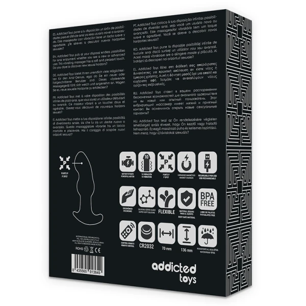 Addicted Toys Anale vibrator met afstandsbediening voor P-puntstimulatie, zwart Addicted Toys Anale vibrator met afstandsbediening voor P-puntstimulatie, zwart