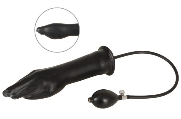 Late X Latex-Pumpdildo in Handform zwart