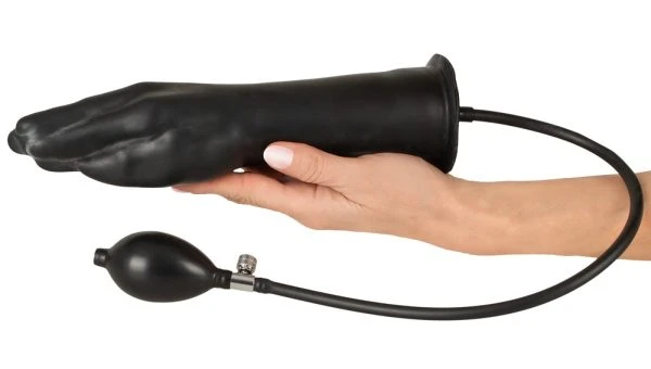 Late X Latex-Pumpdildo in Handform zwart