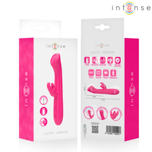 Intense Julieta Konijnenvibrator met clitorisstimulator 10 standen, roze Intense Julieta Konijnenvibrator met clitorisstimulator 10 standen, roze - Afbeelding 1