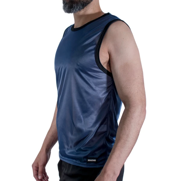 Macho Underwear sportief T-shirt marineblauw van viscose-polyamide