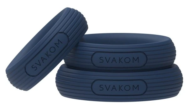SVAKOM Triooo Penisring-Set van vloeibaar siliconen blauw