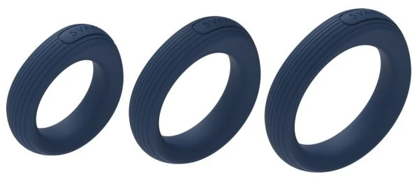SVAKOM Triooo Penisring-Set van vloeibaar siliconen blauw