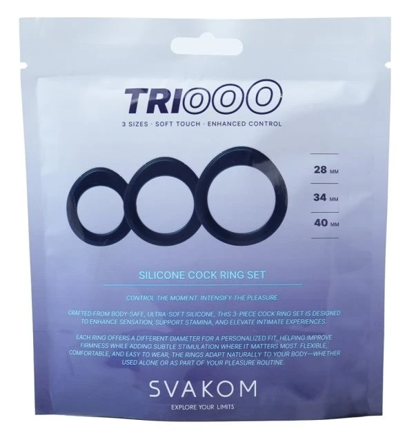 SVAKOM Triooo Penisring-Set van vloeibaar siliconen blauw
