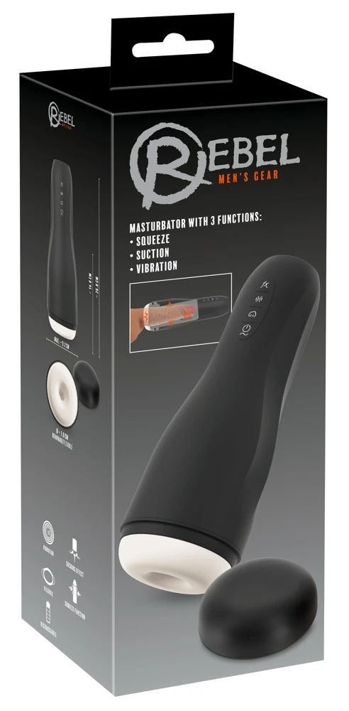 Rebel Masturbator Squeeze Suction Vibration zwart