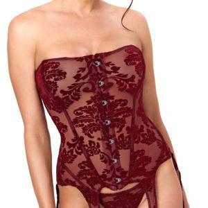 Noir Corsage-Strap Slip Burgundy with Velvet Flock Print Noir Corsage-Strap Slip Burgundy with Velvet Flock Print - Image 2
