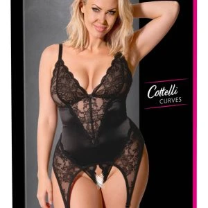 Cottelli CURVES Strapshemd Set mit String ouvert schwarz