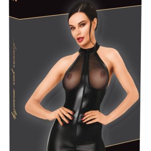 Noir Kleid im Wetlook mit Neckholder und Glitzer-Cups Noir Kleid im Wetlook mit Neckholder und Glitzer-Cups – Bild 1
