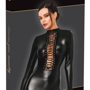 Home Noir Minikleid mit Schnürung im Powerwetlook schwarz