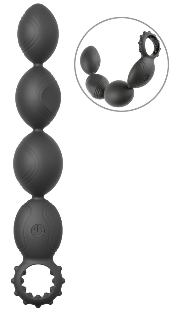 ANOS Flexible XL Anaal-kralen met vibratie, zwart ANOS Flexible XL Anaal-kralen met vibratie, zwart