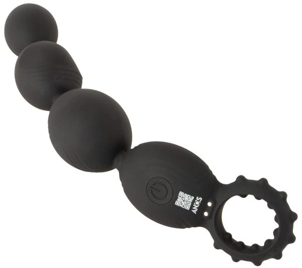 ANOS Flexible XL Anaal-kralen met vibratie, zwart ANOS Flexible XL Anaal-kralen met vibratie, zwart
