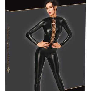 Noir Bodysuit with Lacing and 3-Way Zipper, Power Wet Look Noir Bodysuit with Lacing and 3-Way Zipper, Power Wet Look - Image 1