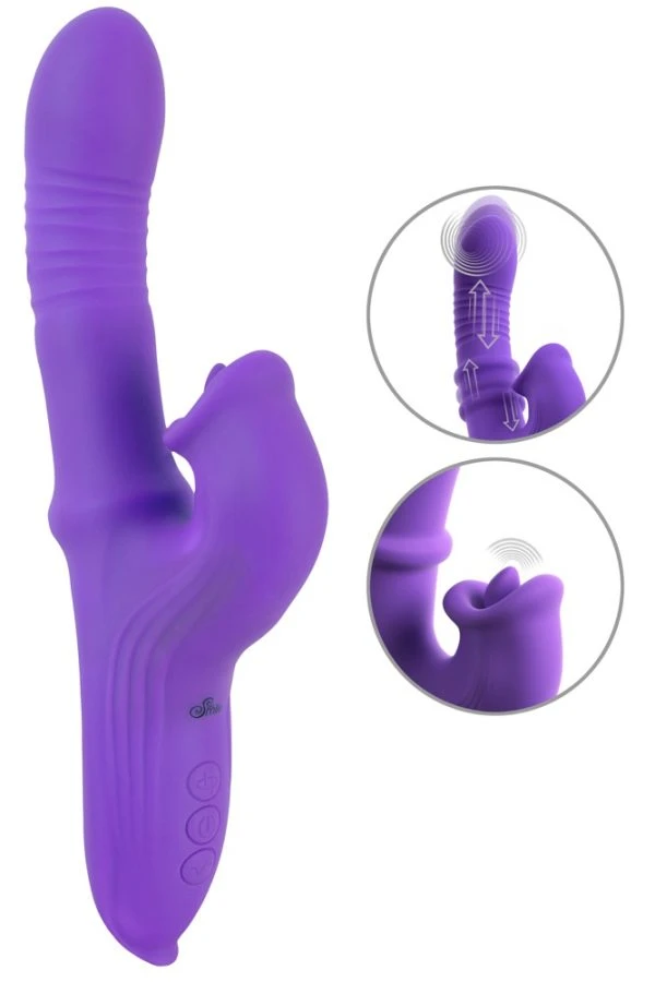 Sweet Smile Rabbitvibrator met stootfunctie en clitorisstimulator, paars