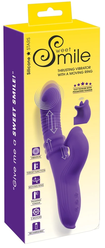 Sweet Smile Rabbitvibrator met stootfunctie en clitorisstimulator, paars