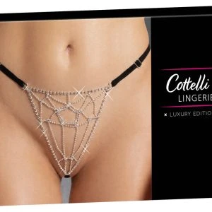 Cottelli LINGERIE Strass-String mit Spinnennetz-Optik S-L schwarz