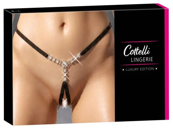 23230281101_verp_ai_generated.jpg Cottelli LINGERIE Strass-String ouvert S-L schwarz