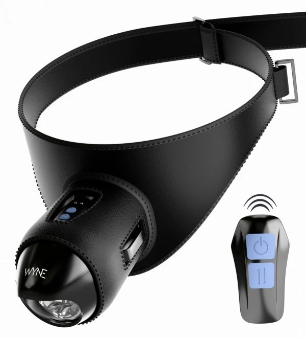 WYNE Strap-On Masturbator mit Fernbedienung, schwarz