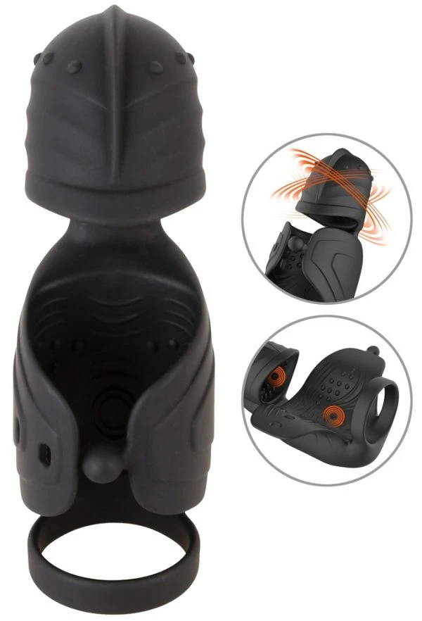 Rebel Cock Vibrator mit beweglichem Eichel-Stimulator, schwarz
